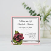 Red Rose begrafenisaankondiging Kaart (Staand voorkant)