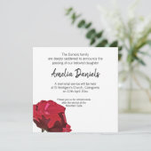 Red Rose begrafenisaankondiging Kaart (Staand voorkant)