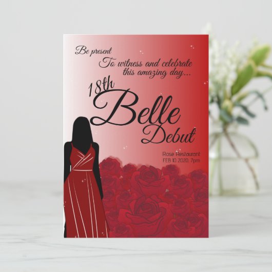 Red Rose Belle 18e verjaardag Kaart (Staand voorkant)