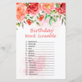 Red Rose Birthday Word Scramble Game (Voorkant)