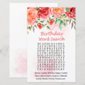 Red Rose Birthday Word Search Game (Voorkant / Achterkant)