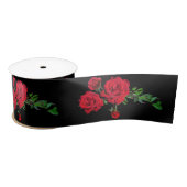 Red Rose Black Achtergrond Satin Ribbon Satijnen Lint (Spoel)