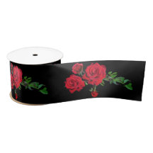 Red Rose Black Achtergrond Satin Ribbon