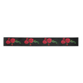 Red Rose Black Achtergrond Satin Ribbon Satijnen Lint (Voorkant)