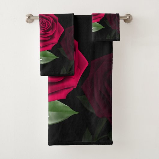 Red Rose Black Bad Handdoek (Insitu)