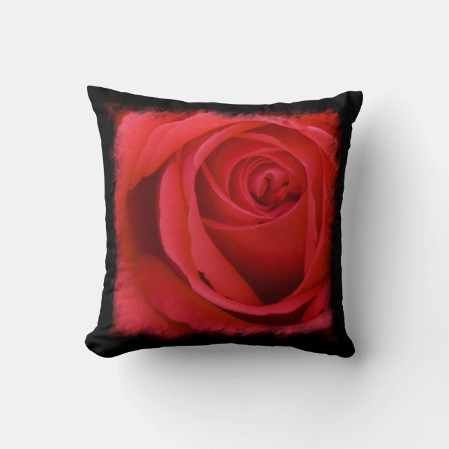 Red Rose Black Border Kussen (Voorkant)