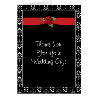 Red Rose Black Damask Wedding Dank u opmerkingen