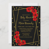 Red Rose Black en Gold Baby shower Kaart (Voorkant)