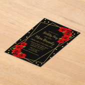 Red Rose Black en Gold Birthday Acryl Uitnodigingen (Laagn)