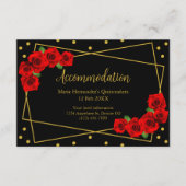Red Rose Black en Gold Quinceañera Accommodatie Informatiekaartje (Voorkant)