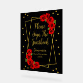 Red Rose Black en Gold Quinceañera Acryl Bord (Hoek)