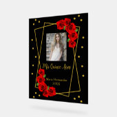 Red Rose Black en Gold Quinceañera Acryl Bord (Hoek)