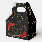 Red Rose Black en Gold Quinceañera Bedankdoosjes (Voorkant)