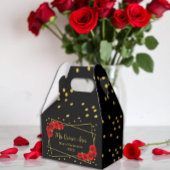 Red Rose Black en Gold Quinceañera Bedankdoosjes