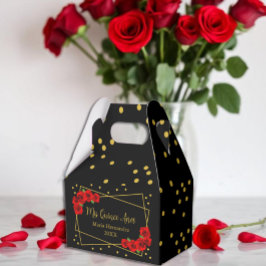Red Rose Black en Gold Quinceañera Bedankdoosjes