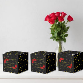 Red Rose Black en Gold Quinceañera Bedankdoosjes