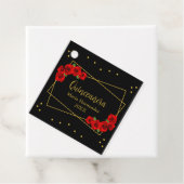 Red Rose Black en Gold Quinceañera Bedankjes Labels (In situ)