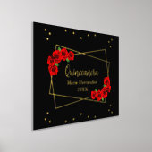 Red Rose Black en Gold Quinceañera Folie Afdrukken (Laagn)