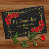 Red Rose Black en Gold Quinceañera Gastenboek