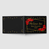 Red Rose Black en Gold Quinceañera Gastenboek (Volledig)