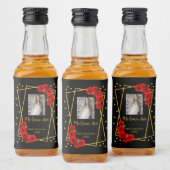 Red Rose Black en Gold Quinceañera Likeurfles Etiket (Flessen)