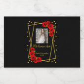 Red Rose Black en Gold Quinceañera Likeurfles Etiket (Enkel label)