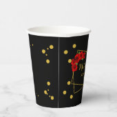 Red Rose Black en Gold Quinceañera Papieren Bekers (Rechts)