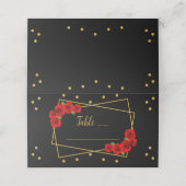 Red Rose Black en Gold Quinceañera Plaatskaartje (Buitenkant ongevouwen)