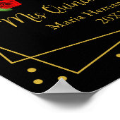 Red Rose Black en Gold Quinceañera Poster (Hoek)
