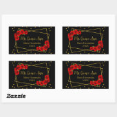 Red Rose Black en Gold Quinceañera Rechthoekige Sticker (Vel)