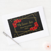 Red Rose Black en Gold Quinceañera Rechthoekige Sticker (Envelop)