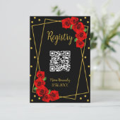 Red Rose Black en Gold Quinceañera Registry Informatiekaartje (Staand voorkant)