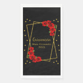 Red Rose Black en Gold Quinceañera Servet (Voorkant)