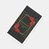 Red Rose Black en Gold Quinceañera Servet (Hoek)