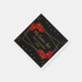 Red Rose Black en Gold Quinceañera Servet (Hoek)