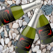 Red Rose Black en Gold Quinceañera Sparkling Wijnetiket