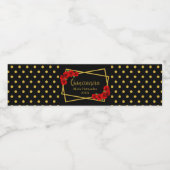 Red Rose Black en Gold Quinceañera Waterfles Etiket (Enkel label)