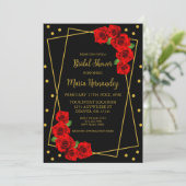Red Rose Black en Gold Vrijgezellenfeest Kaart (Staand voorkant)