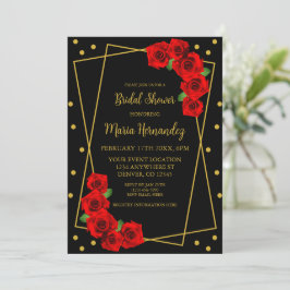 Red Rose Black en Gold Vrijgezellenfeest Kaart