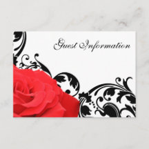 Red Rose Black Flourish Bruiloft Gast Informatie