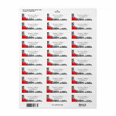 Red Rose Black Flourish Return-adres Etiket (Full Sheet)