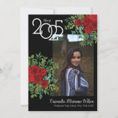 Red Rose Black Foto Afstuderen Aankondiging (Voorkant)