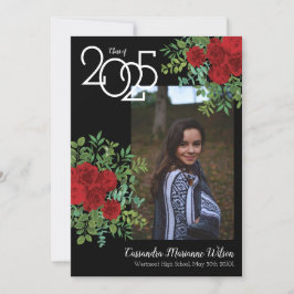 Red Rose Black Foto Afstuderen Aankondiging
