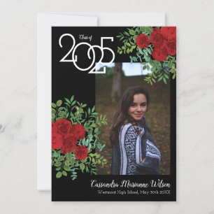 Red Rose Black Foto Afstuderen Aankondiging