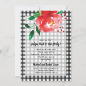 Red Rose Black Gingham Derby Party Invitations (Voorkant)