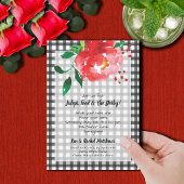 Red Rose Black Gingham Derby Party Kaart