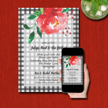 Red Rose Black Gingham Derby Party