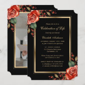 Red Rose Black Gold Fotoviering van het Leven Kaart (Voorkant / Achterkant)