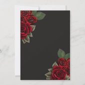 Red Rose Black Gold Glitter Butterfly Quinceañera Kaart (Achterkant)