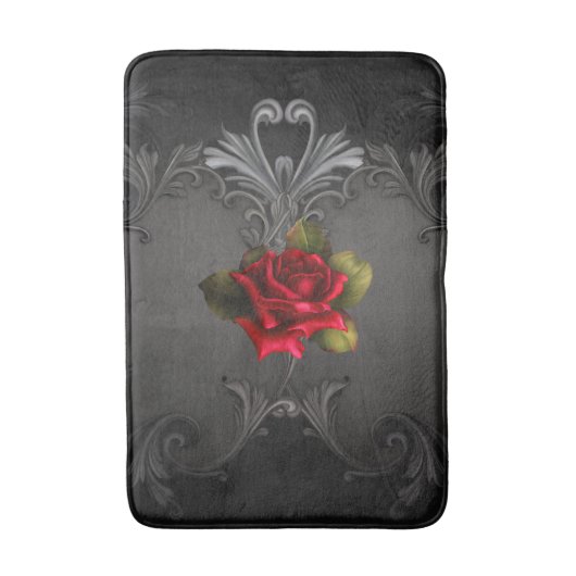 Red Rose & Black Gothic Elegant Badmat (Voorkant Verticaal)